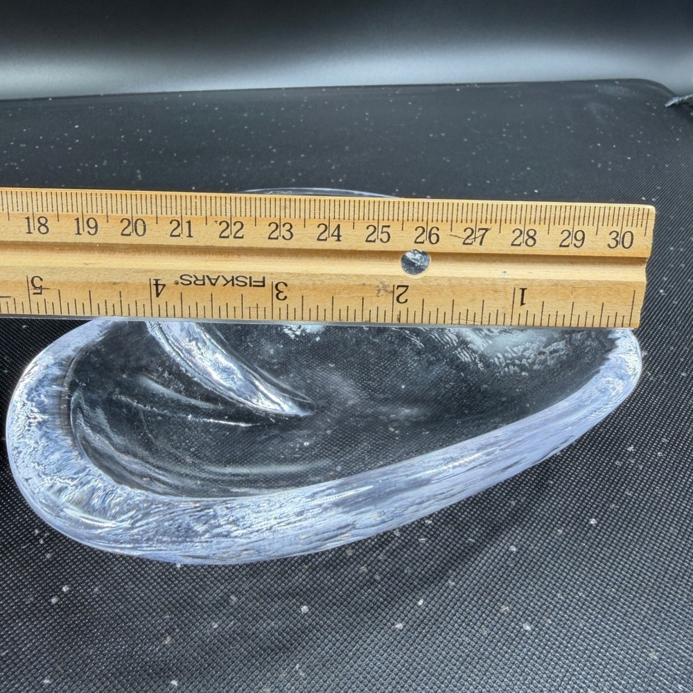 Simon Pearce Hand Blown Glass Heart Bowl Clear Textured Crystal Signed 5 Inch - Picture 2 of 12